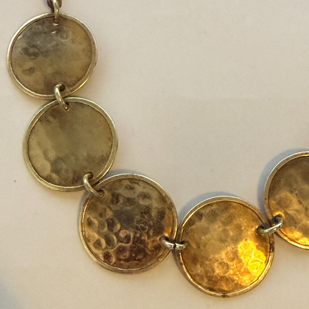 Hammered Brass Disc Panel Necklace - image 3